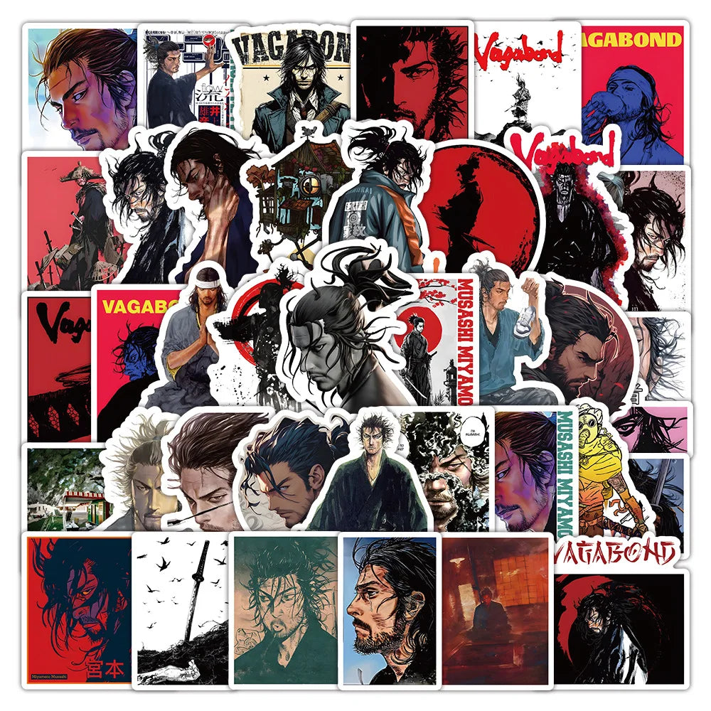 Vagabond Anime Stickers: Cool Warrior Decals for Laptop, Phone, Guitar, Car, Bike, Skateboard (10/30/50PCS)