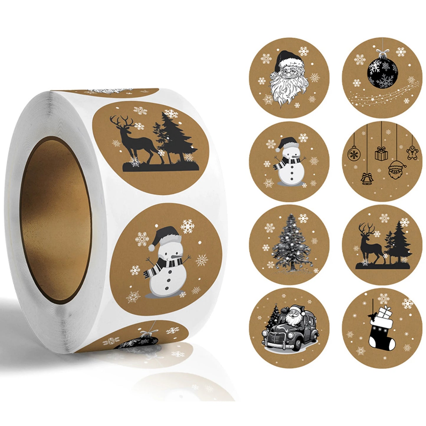 Kraft Paper Christmas Gift Stickers 100-500pcs