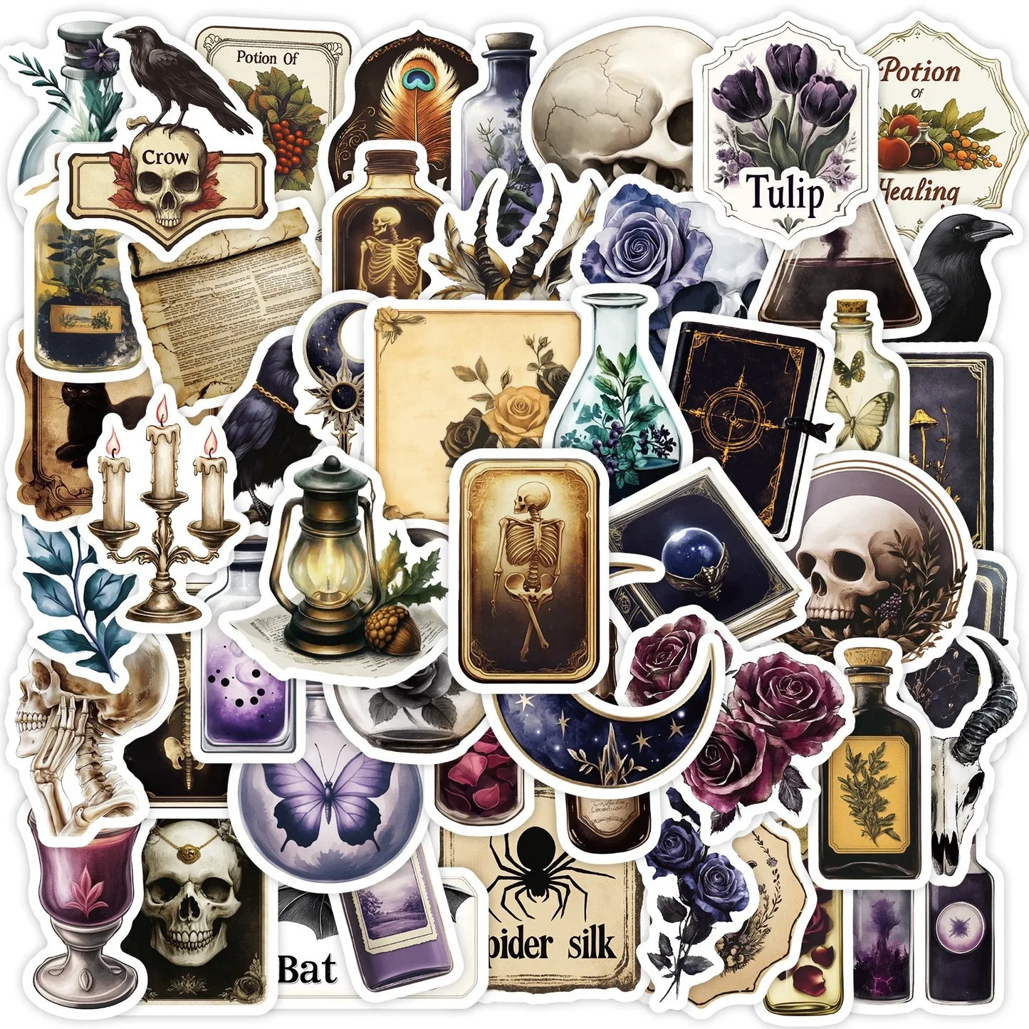 10/50pcs Retro Dark Gothic Horror Skull Aesthetic Stickers Cool Graffiti Decals DIY Laptop Phone Water Bottle Skateboard Sticker
