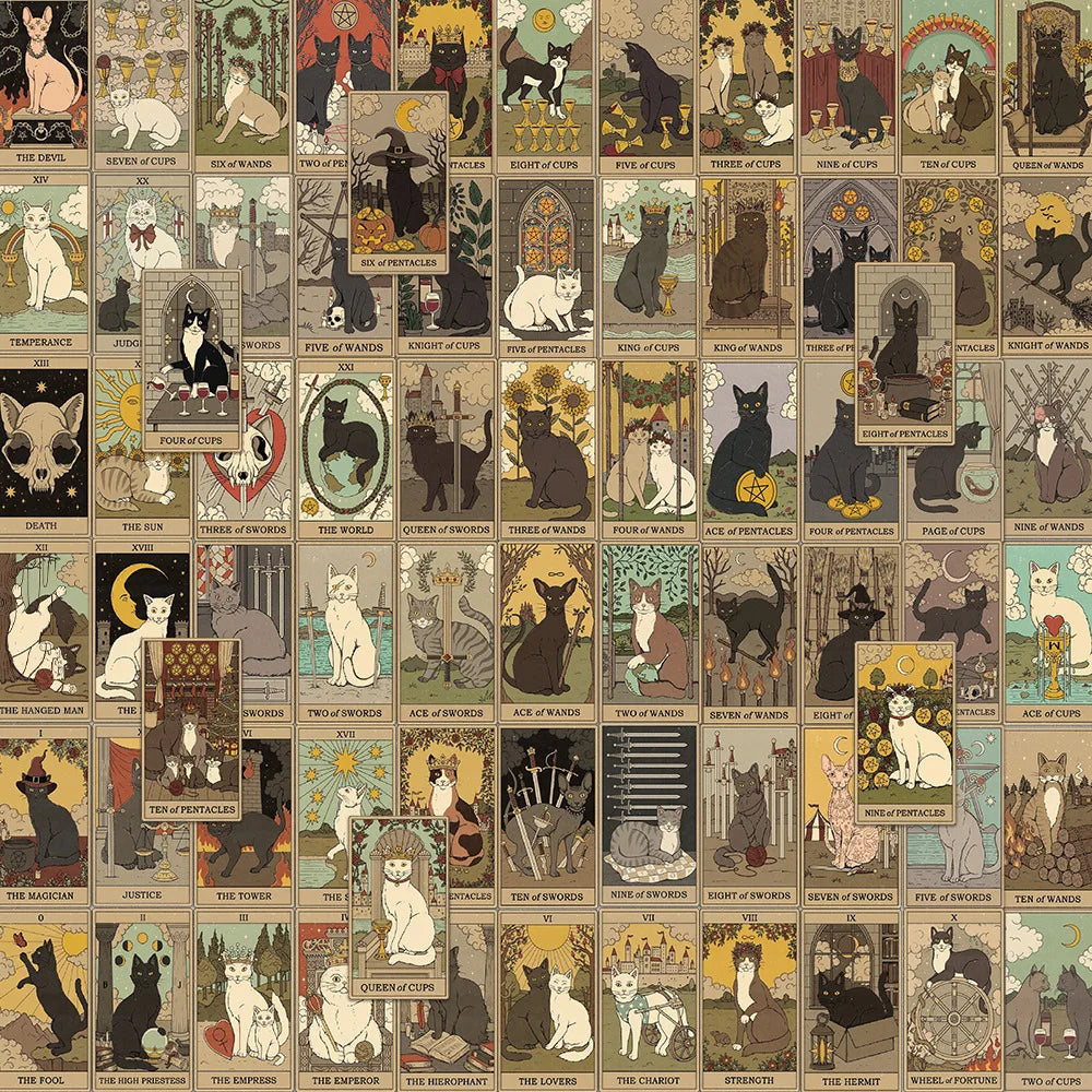 Tarot Cat Stickers 10/35/72pcs for Phone Laptop Guitar Luggage Notebook Skateboard Car
