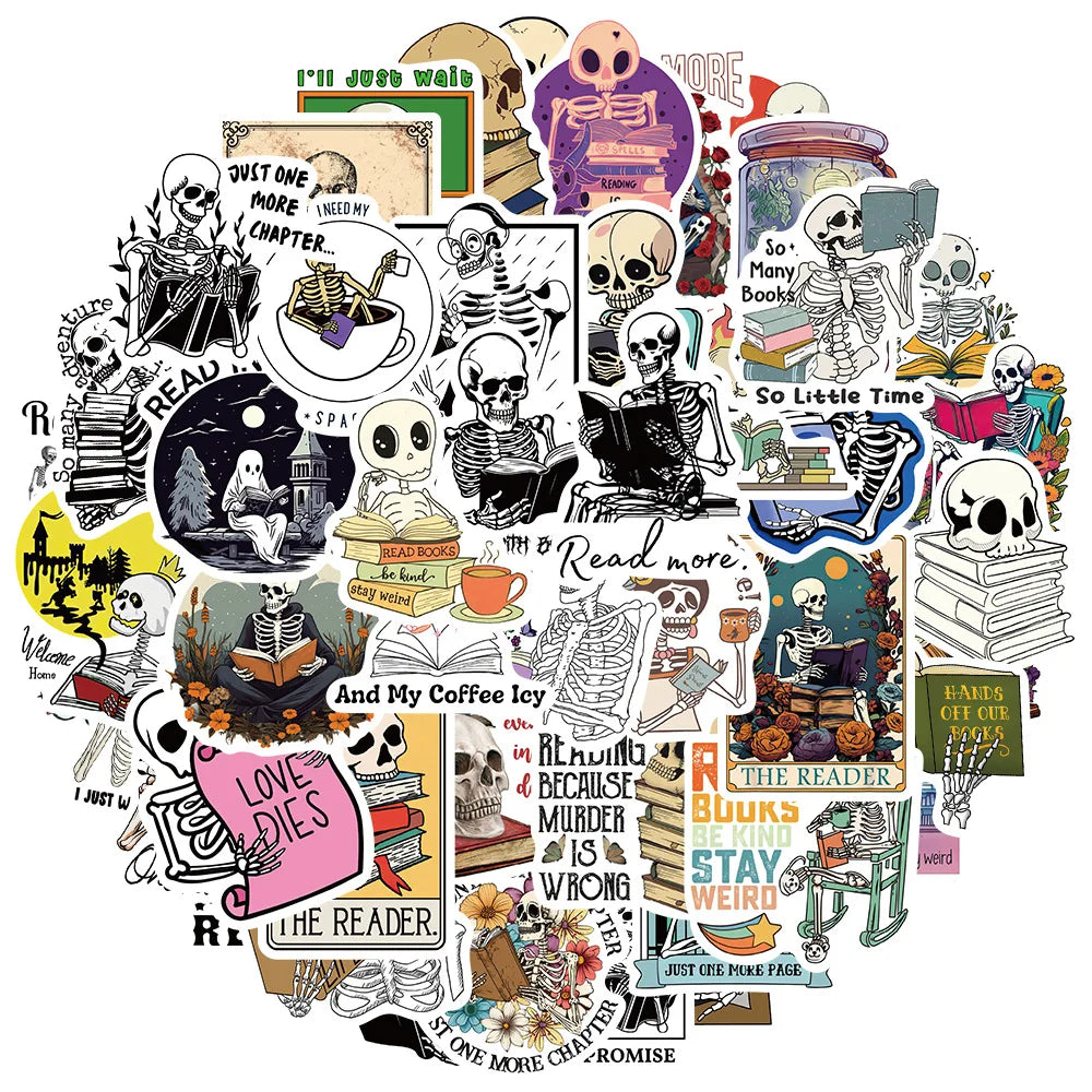 Gothic Skeleton Graffiti Stickers for Laptop, Snowboard, Luggage, Car, Fridge - 10/30/50Pcs Vinyl Set