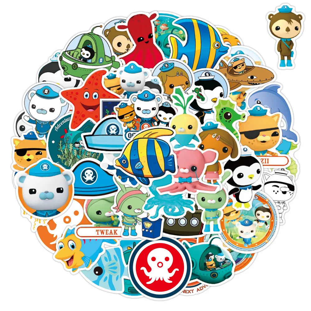 Octonauts Stickers Cartoon Decals for Scrapbook, Luggage, Laptop, Bike, Kids Toys (10/30/50PCS)