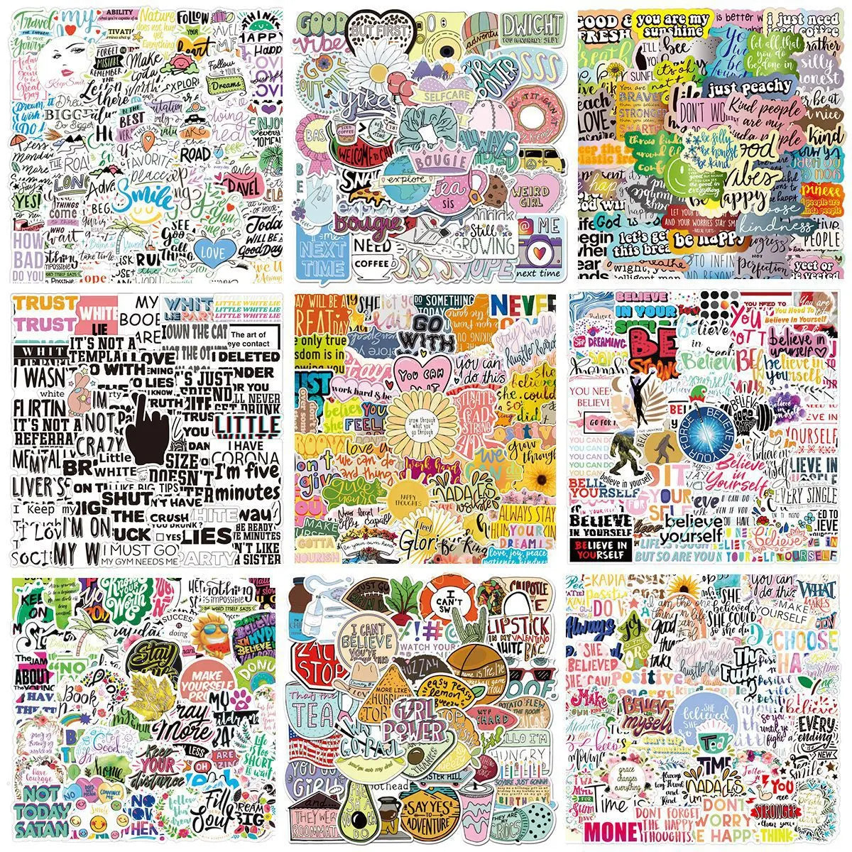 50pcs Inspirational Cartoon Graffiti Stickers for Notebook, Laptop, Phone, Car, DIY Decor