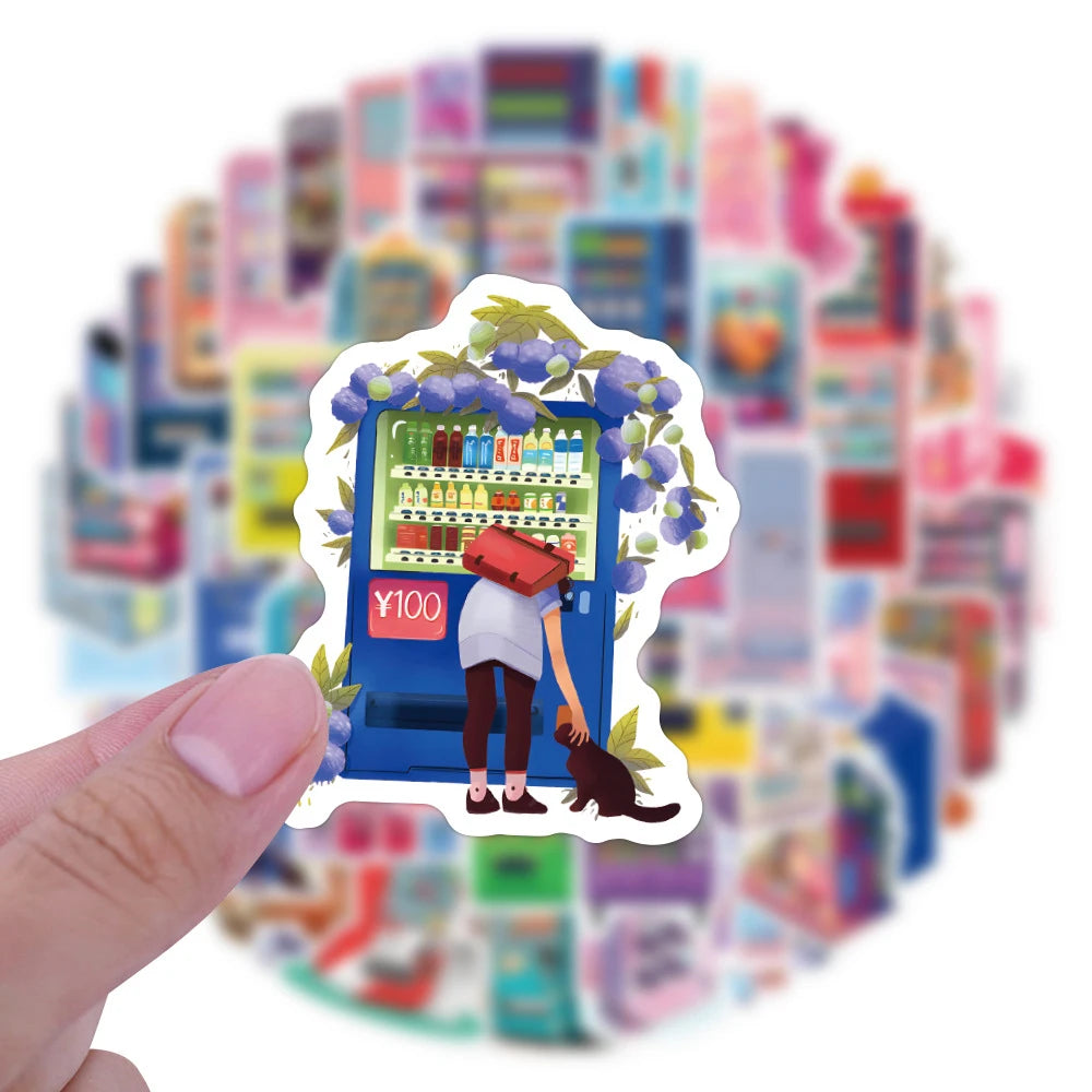 10/30/50pcs Cartoon Vending Machine Anime Stickers Laptop Motorcycle Phone Car Skateboard Motorcycle Waterproof Sticker Decals