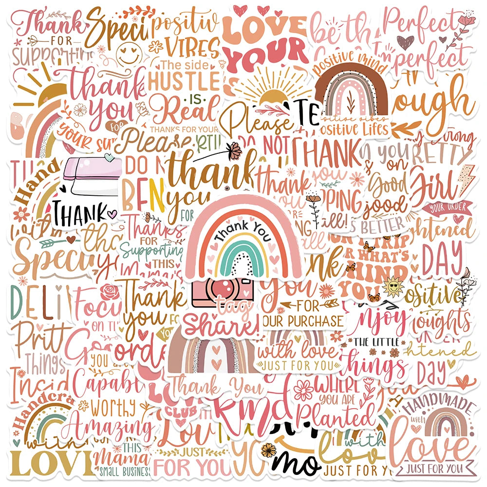 Boho Thank You Stickers - 50PCS Christmas Scrapbooking Gift Labels