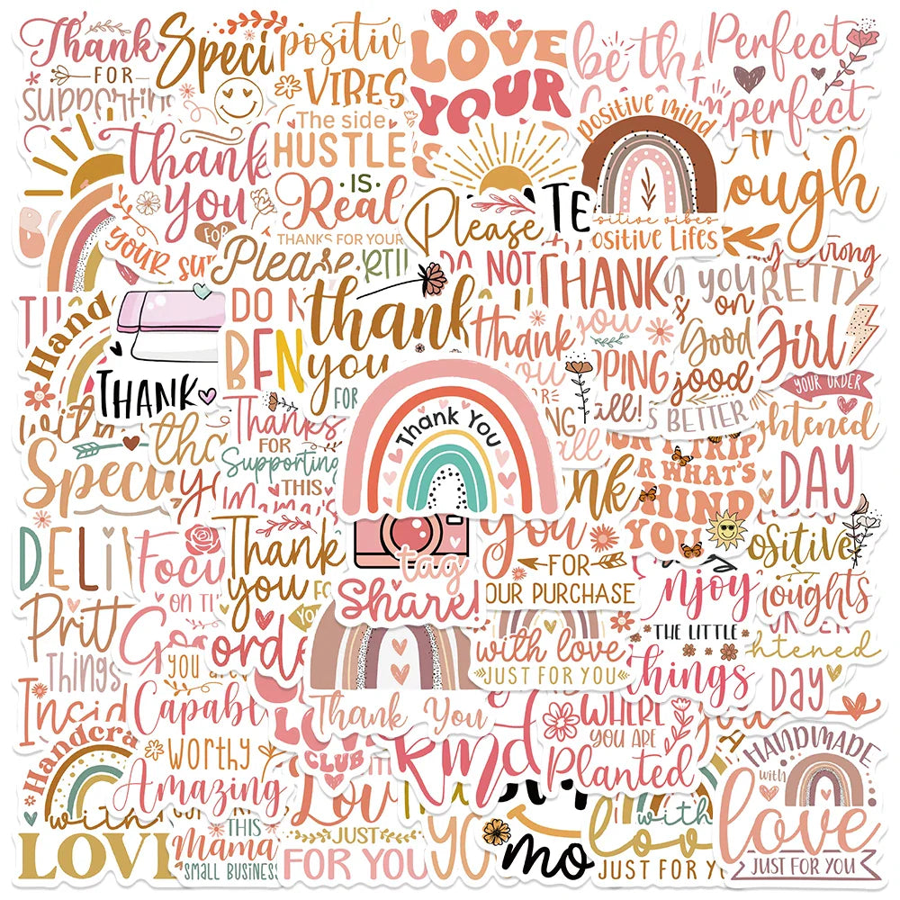 Boho Thank You Stickers - 50PCS Christmas Scrapbooking Gift Labels