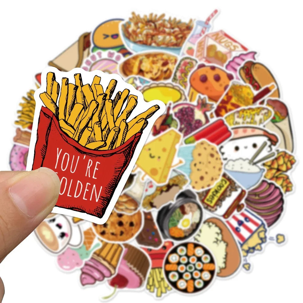 10/30/50PCS Creative Cartoon Food Sticker Packs