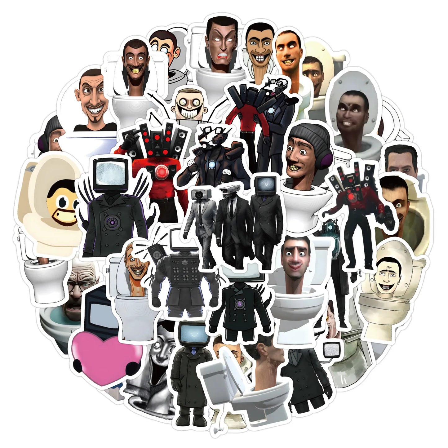Skibidi Toilet Stickers: Funny Game Decals (10-100 PCS)