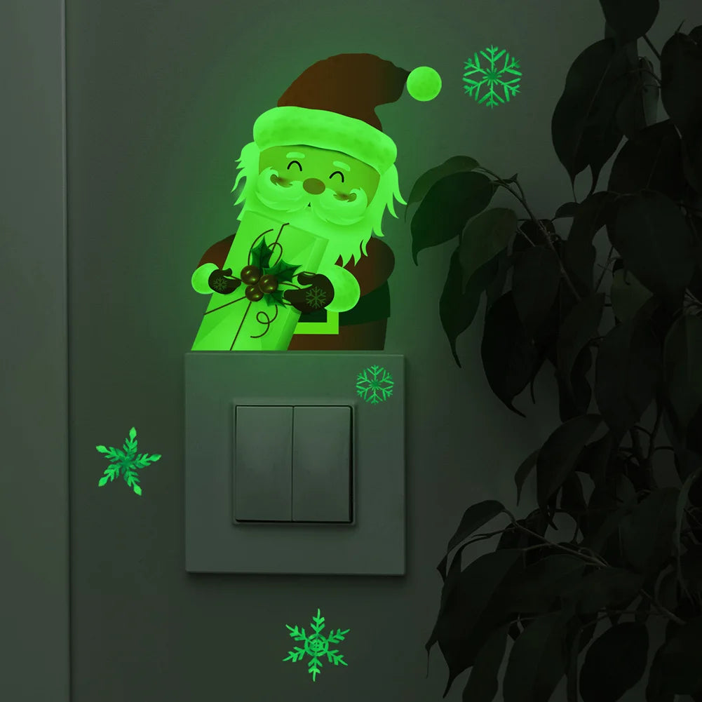 Luminous Santa Claus Glow-in-the-Dark Wall Decals Christmas Home Decor