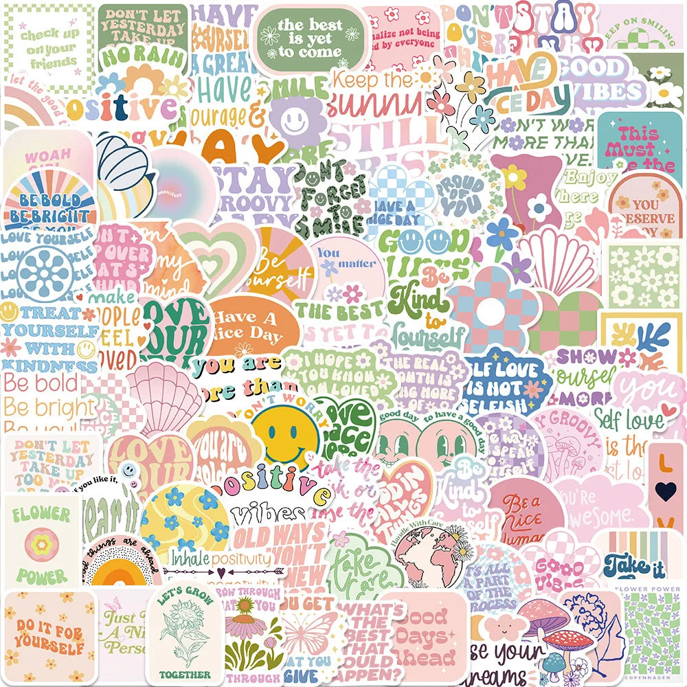 10/30/50/100PCS Cute Girls Danish Pink Inspirational Stickers Ins Cartoon Decal Toy DIY Phone Motorcycle Bike Guitar Car Sticker