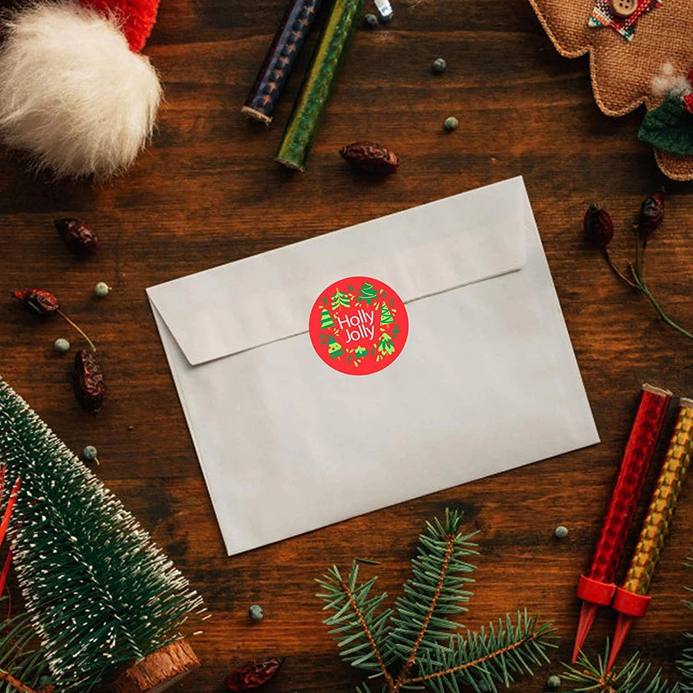 100-500Pcs Christmas Tree Candy Stickers 1inch Christmas Holiday Decor Sealing Label for Small Business Packaging Gift Decor