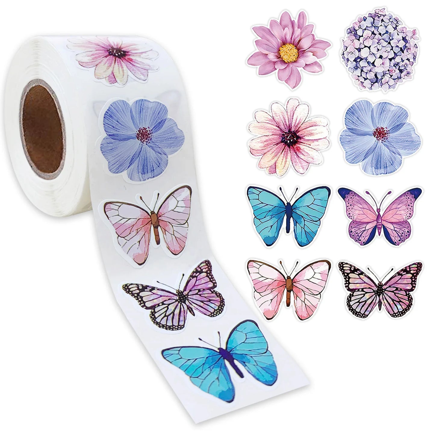 100-500pcs Cute Flower Butterfly Stickers Children Reward Label Encouragement Scrapbooking Decoration Stationery Sticker Gifts