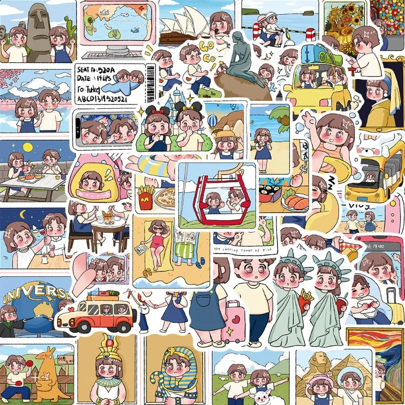 50pcs Travel Stickers for Suitcase, Water Cup, Phone, Car, Laptop, Scooter, Refrigerator