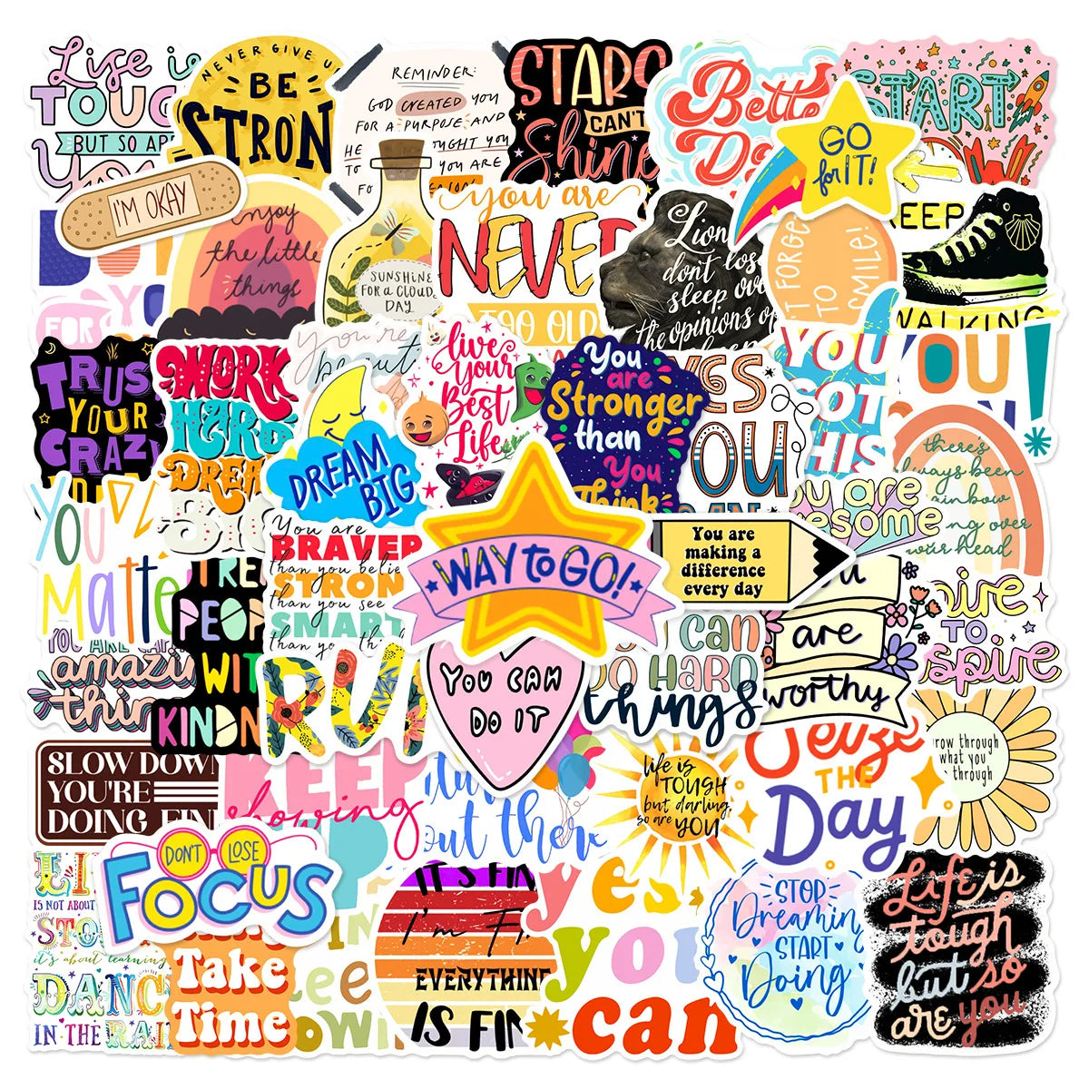 Inspirational Graffiti Stickers for Luggage, Water Bottle, Scrapbook, Guitar, Laptop, Phone, Skateboard - 10/25/50pcs