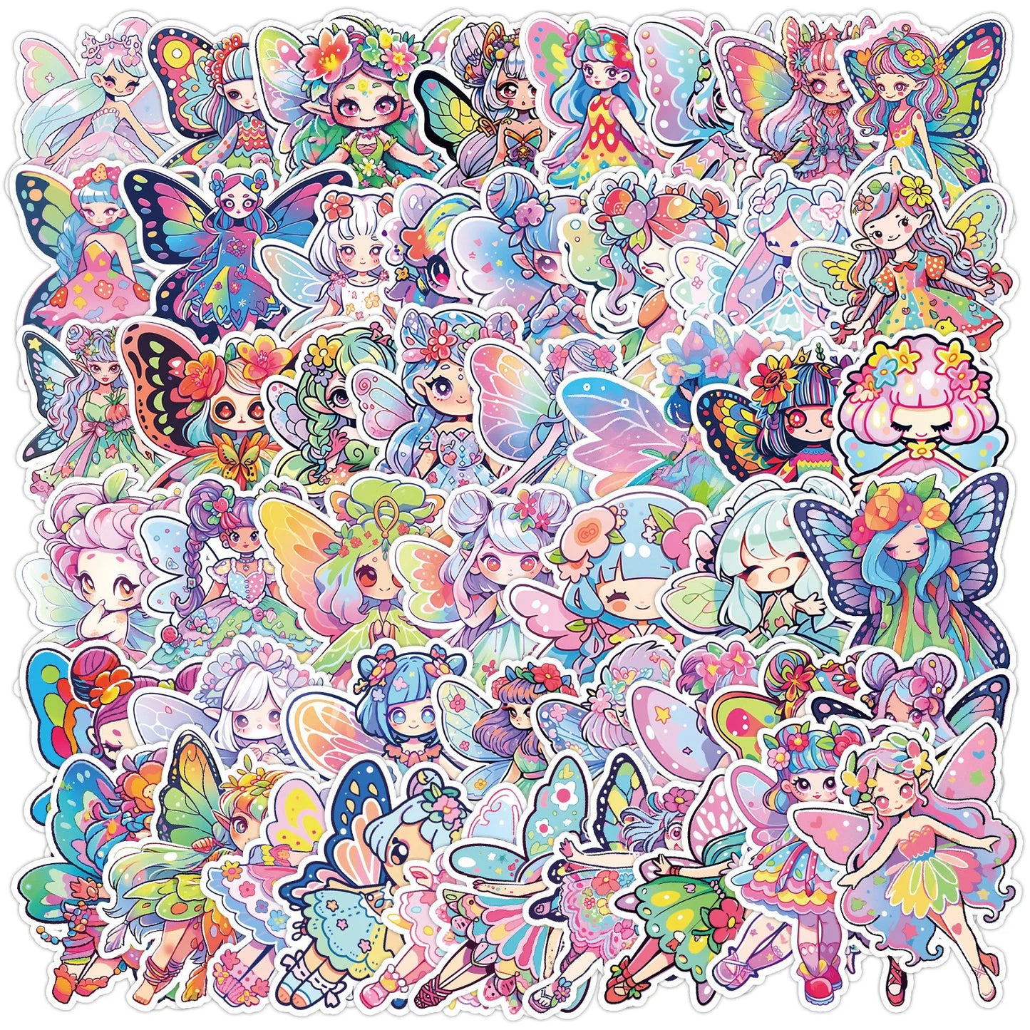 50pcs Cute Elf Cartoon Graffiti Stickers for Helmet, Wall, DIY Decoration