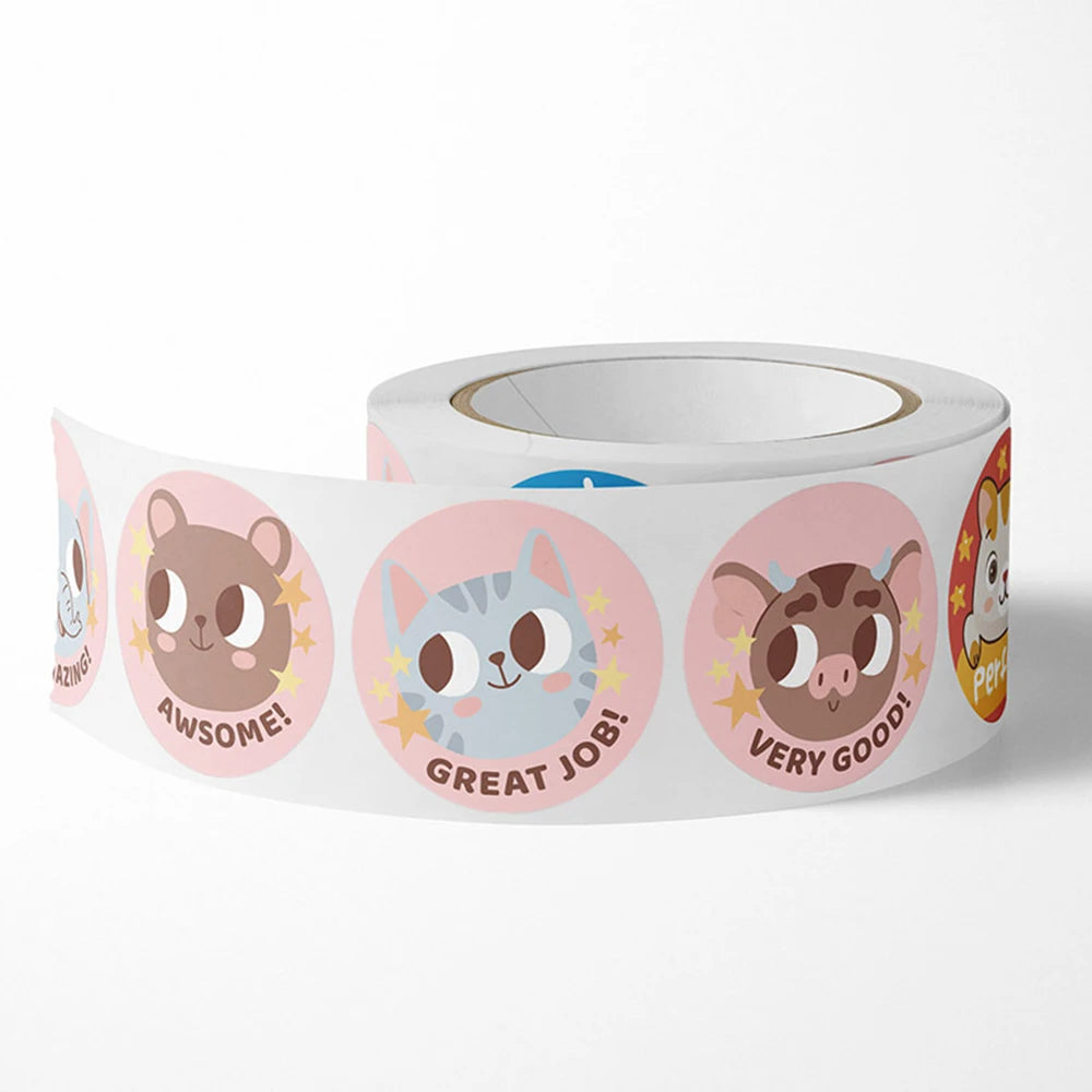 100-500pcs Cute Cartoon Animals Reward Stickers School Teacher Supplies Classic Toy Gift Sealing Decor Stationery Sticker