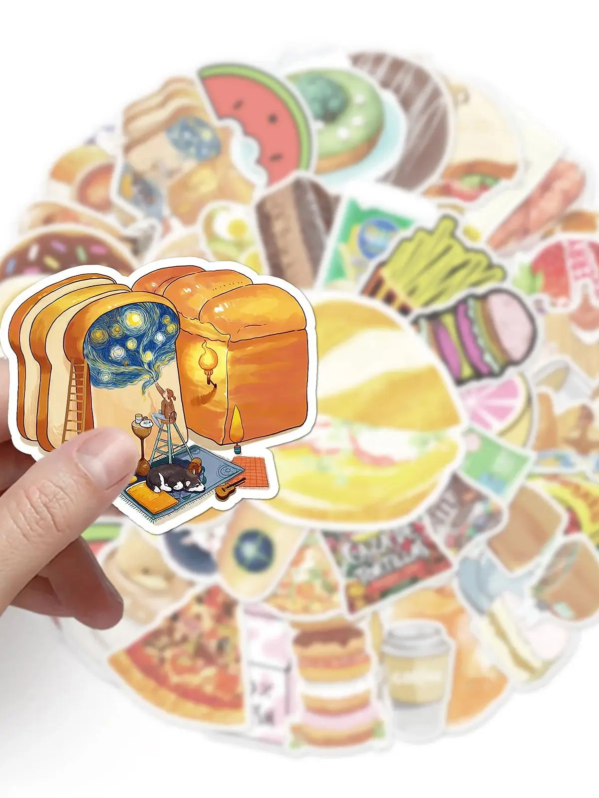 50Pcs Cartoon Food Waterproof Vinyl Stickers for Skateboard Snowboard