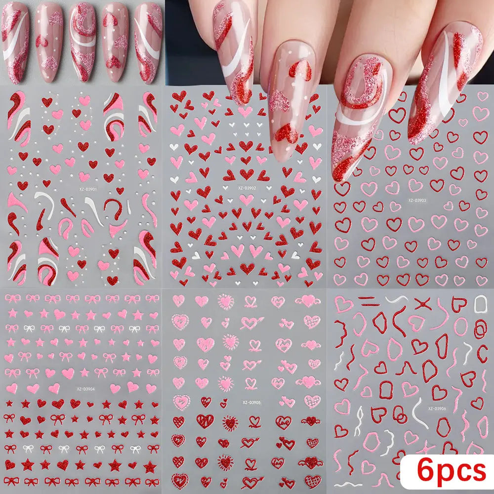 3D Holographic Nail Stickers: Star, Heart, Moon, Cross