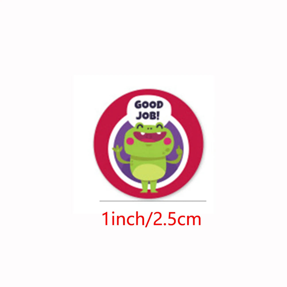 100-500 Pcs 1inch/2.5cm Animal Good Job Cool Stickers Roll for Envelope Praise Reward Student Work Label Stationery Seal Lable