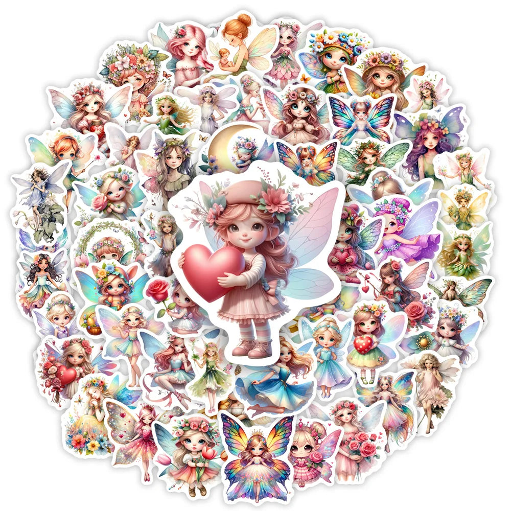 Fantasy Kawaii Elf Fairies Angels Stickers Gift Kids Toy Decal for Laptop Phone Scrapbook Luggage Decorative Fridge Waterproof