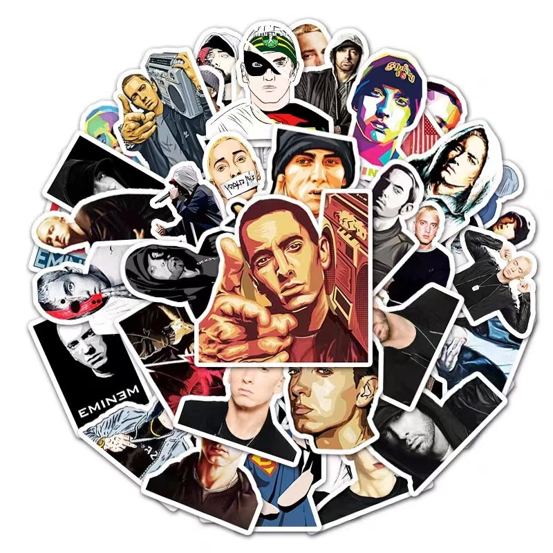 Cool White Detroit Rapper Eminem Hip Hop Sticker Packs