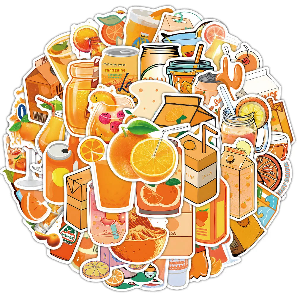 Cute Food Beverage Cartoon Stickers - Summer Fruit Juice Decals for Laptop, Phone, Guitar, Skateboard (10/30/50PCS)