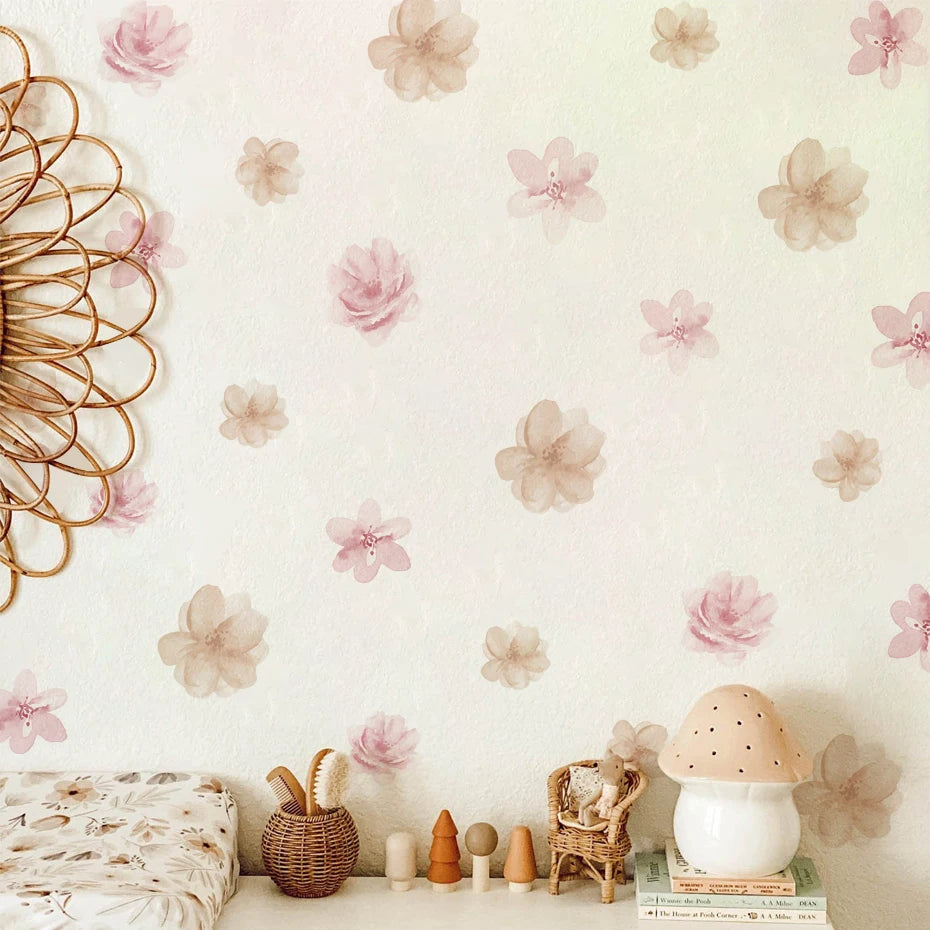 Boho Cartoon Flower Wall Stickers Nursery Decals Kids Room Decor