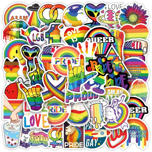 Rainbow LGBT Stickers 10/30/50pcs Waterproof Decals for Skateboard, Laptop, Phone, Motorcycle