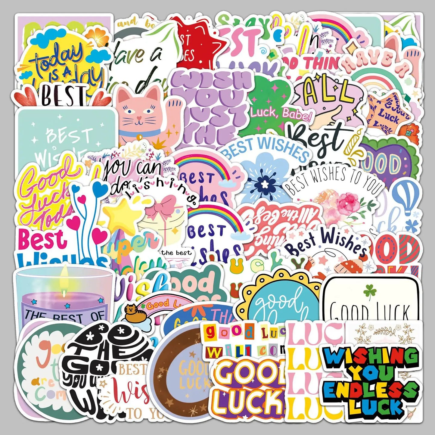 50Pcs Inspirational Quote Stickers for Helmet, Wall, Desktop Decoration