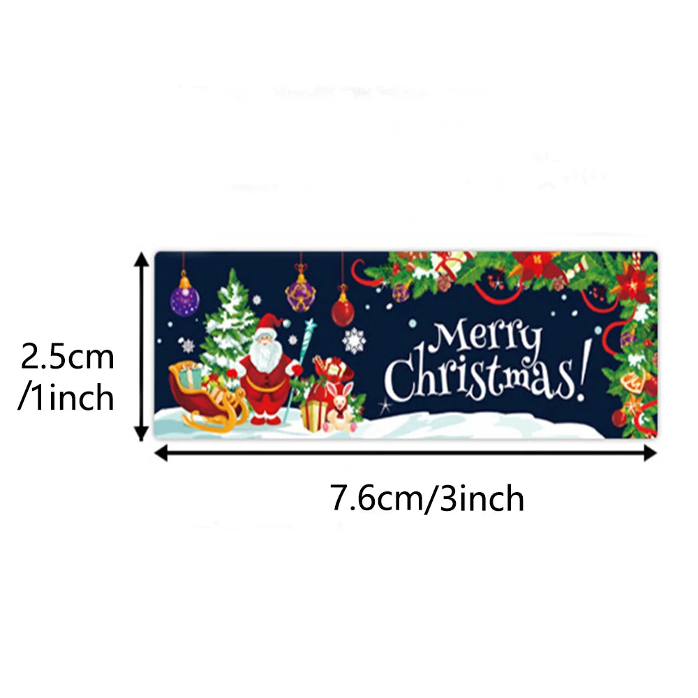 120pcs/roll Merry Christmas Package Seal Stickers Xmas Tree Snowman Santa Claus Gifts Wrapping Decals Decoration Label