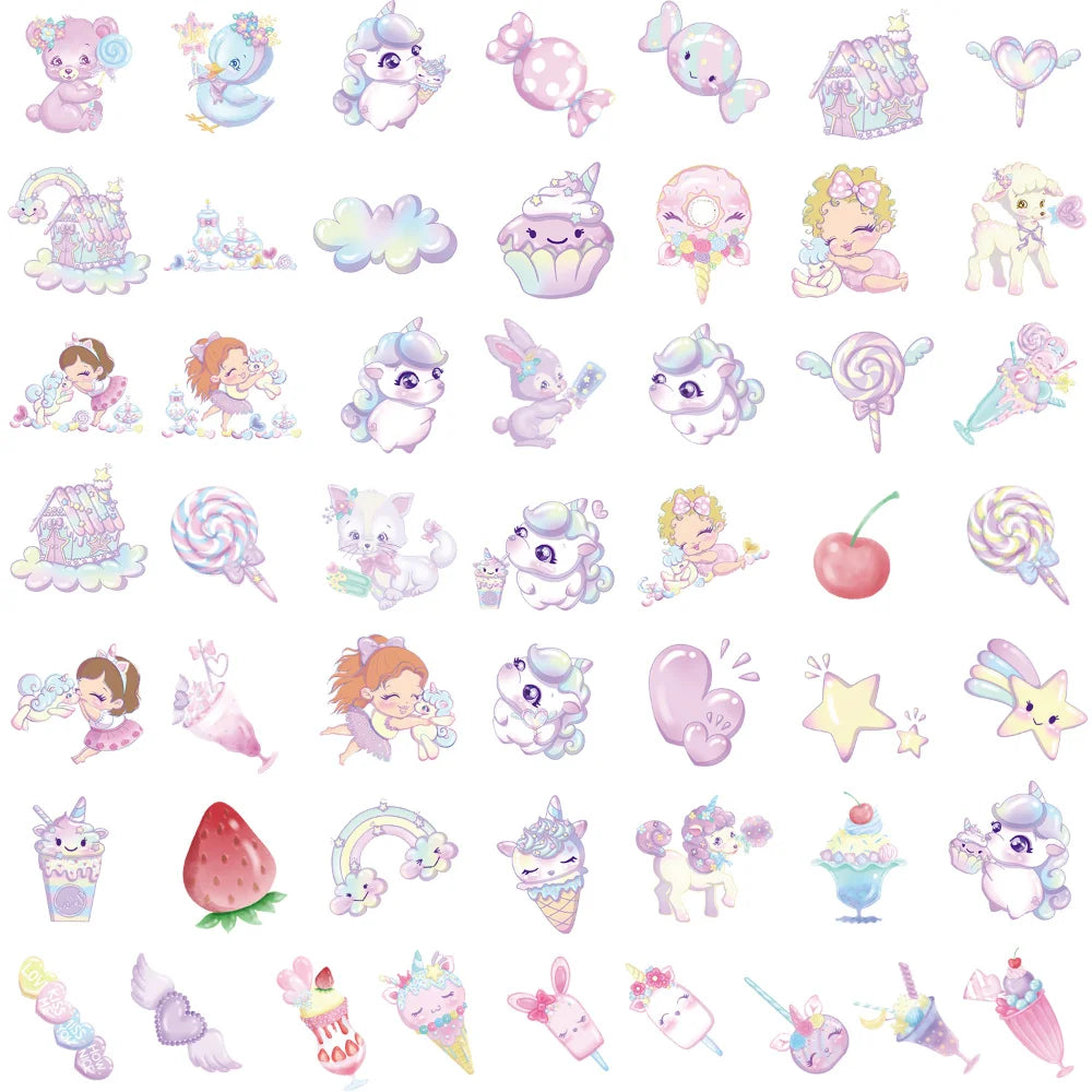 10/50Pcs Cute Cartoon Horse Stickers for Laptop Luggage Phone Car Scooter Funny Vinyl Decal for Kids Girl Children Gift