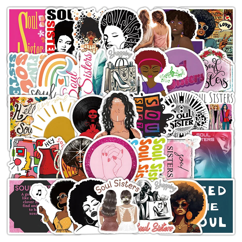 Soul Sister Cartoon Friendship Stickers for Phone Laptop Luggage Skateboard Decals Gift