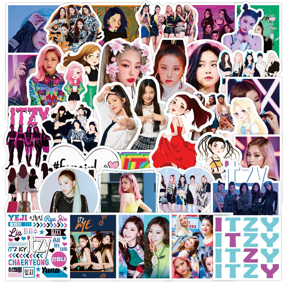 ITZY Kpop Stickers 10/30/50pcs Waterproof Decals for Laptop, Guitar, Phone, Luggage, Bike, Car