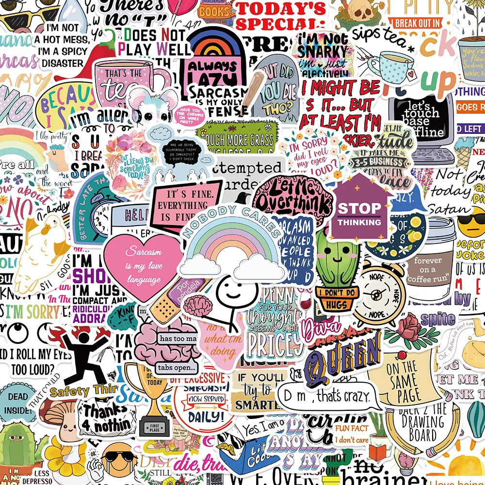50PCS Funny Sarcastic Meme Sticker Pack for Laptop, Phone, Suitcase, Car, Bottle