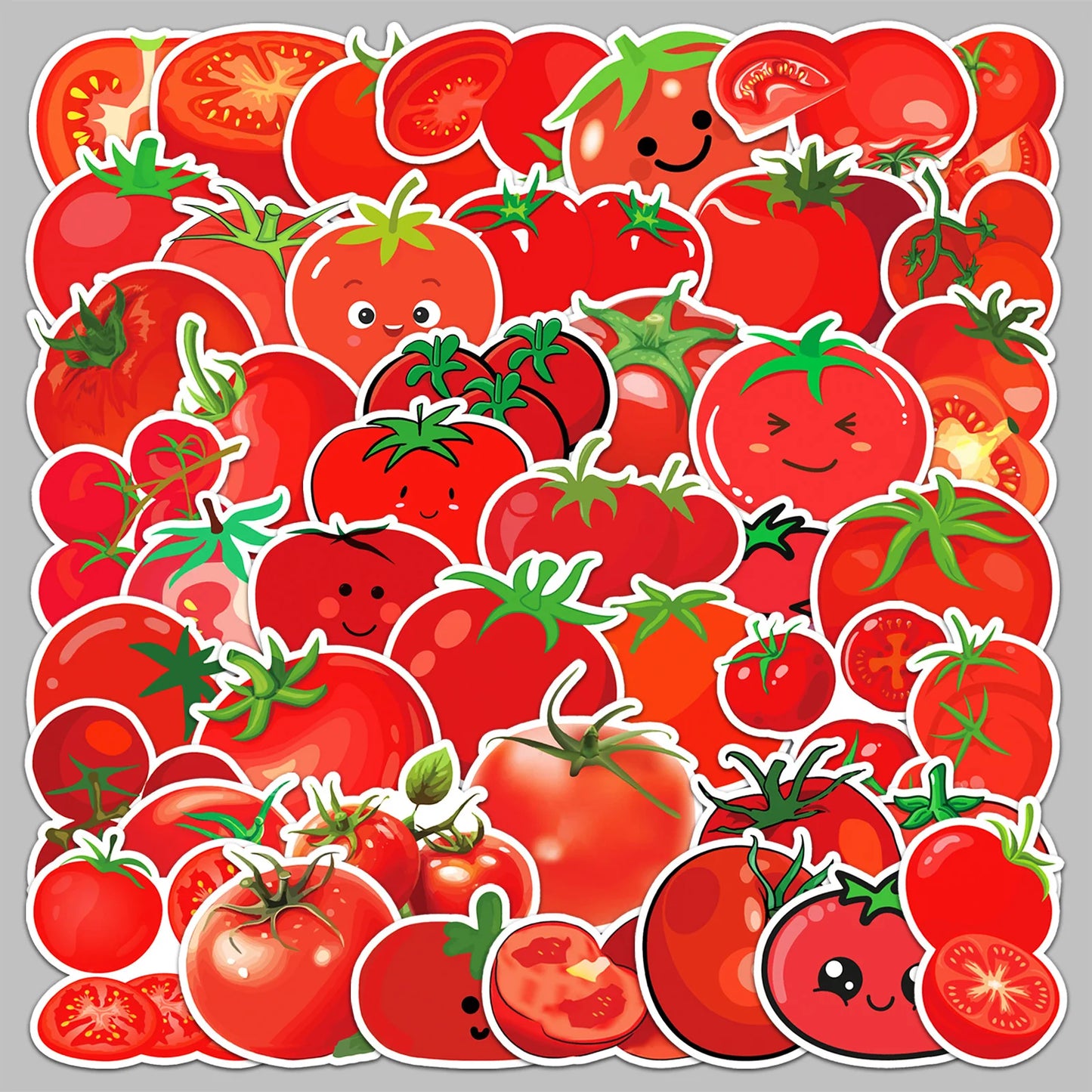 50pcs Cute Tomato Graffiti Stickers for Helmet, Wall, DIY Decoration