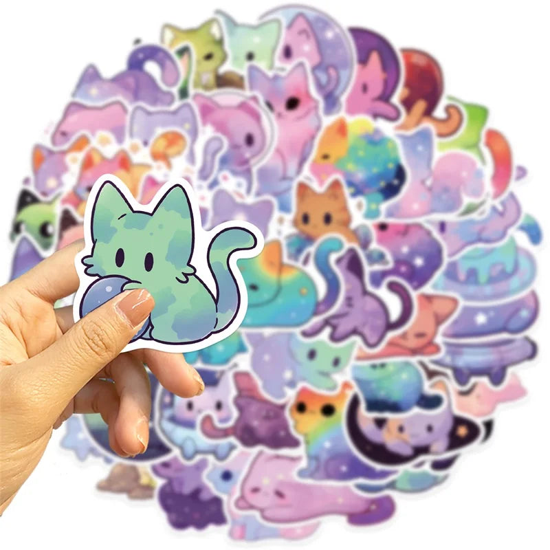 10/30/50PCS Cute Starry Sky Cat and Sealife Sticker Packs
