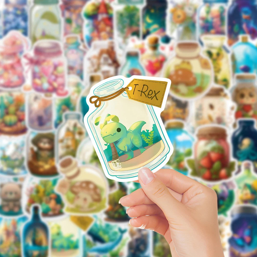 10/30/50pcs INS Style Bottle World Animal Plant Cartoon Stickers Aesthetic Water Bottle Laptop Decoration Cute Sticker Kids Toy