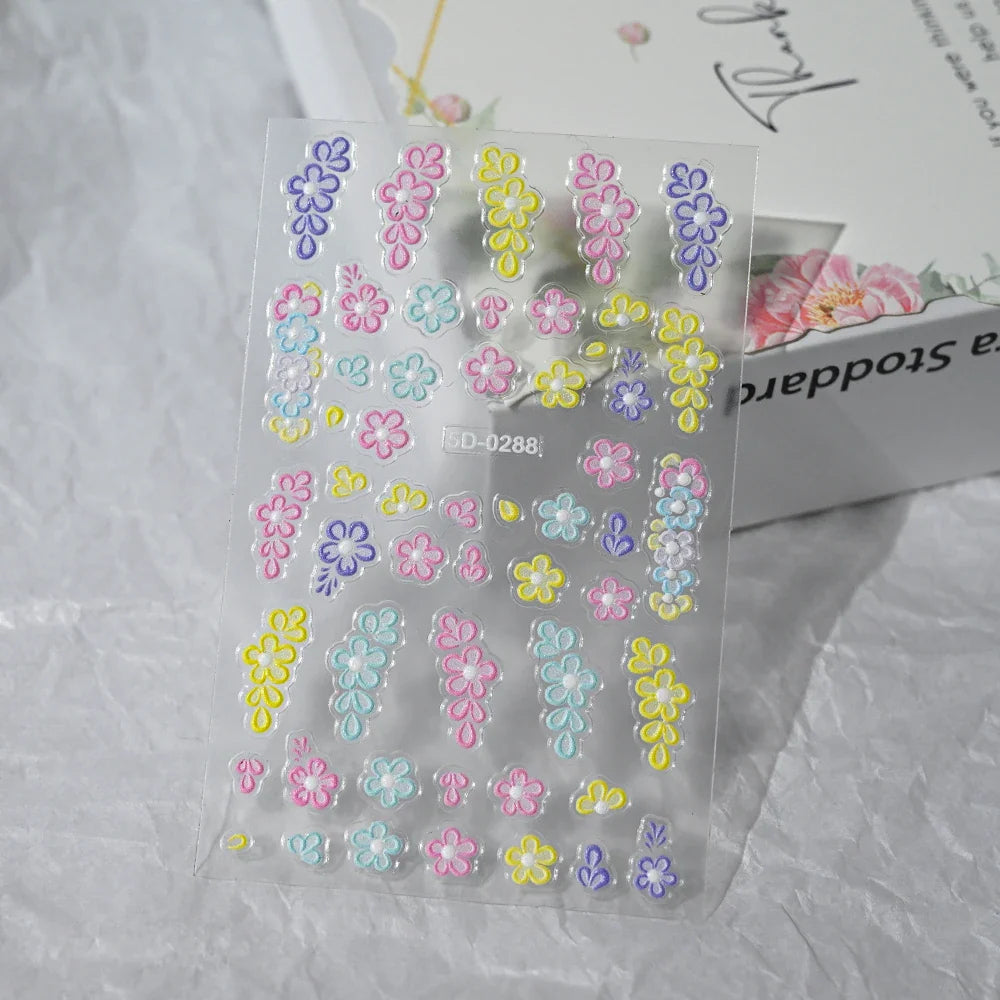 Purple Flower Nail Stickers: Daisy, Butterfly, Gradient Design
