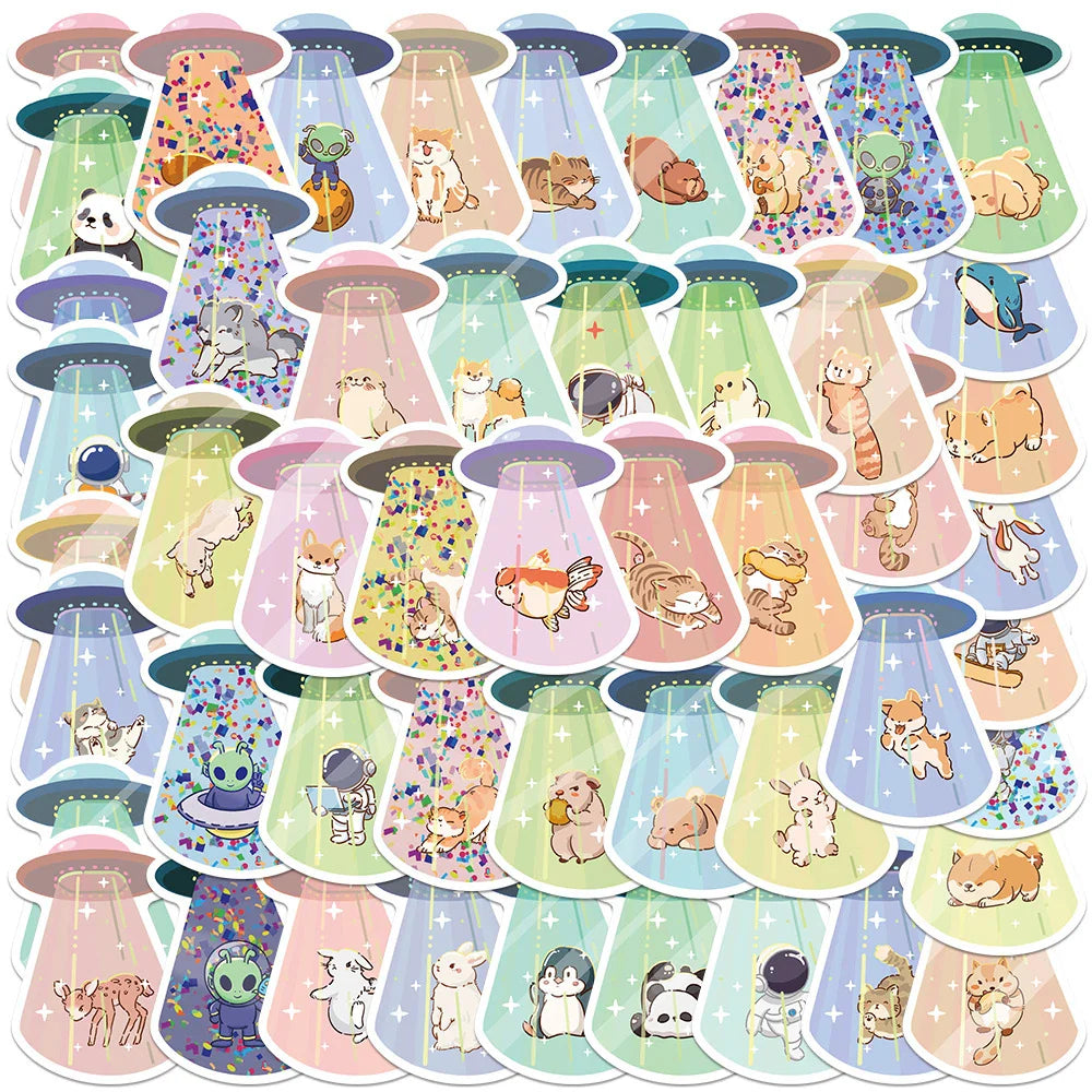 UFO Animal Stickers Kawaii Decals for Laptop Phone Suitcase Scrapbook