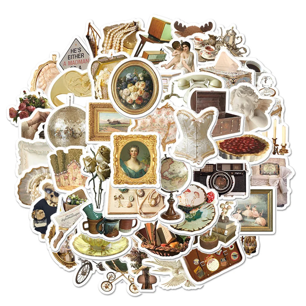 Vintage Cartoon Stickers Set: Waterproof Decals for Phone, Skateboard, Bike, Notebook