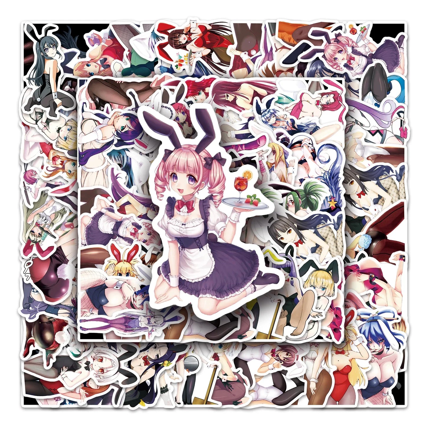 50Pcs Rabbit Girl Cartoon Waterproof Vinyl Stickers for Skateboard Snowboard