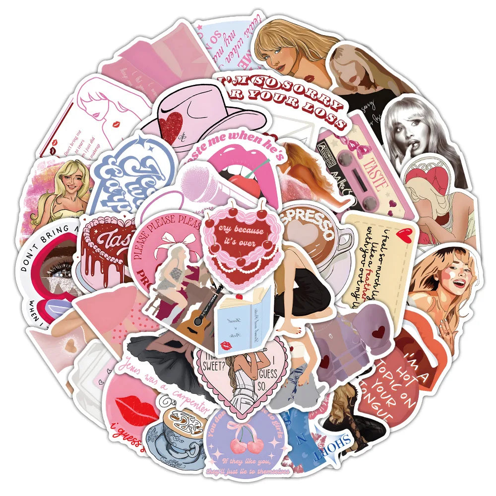 Sabrina Carpenter Stickers Pack: Cartoon, Funny, Graffiti, Laptop, Guitar, Bike Decals