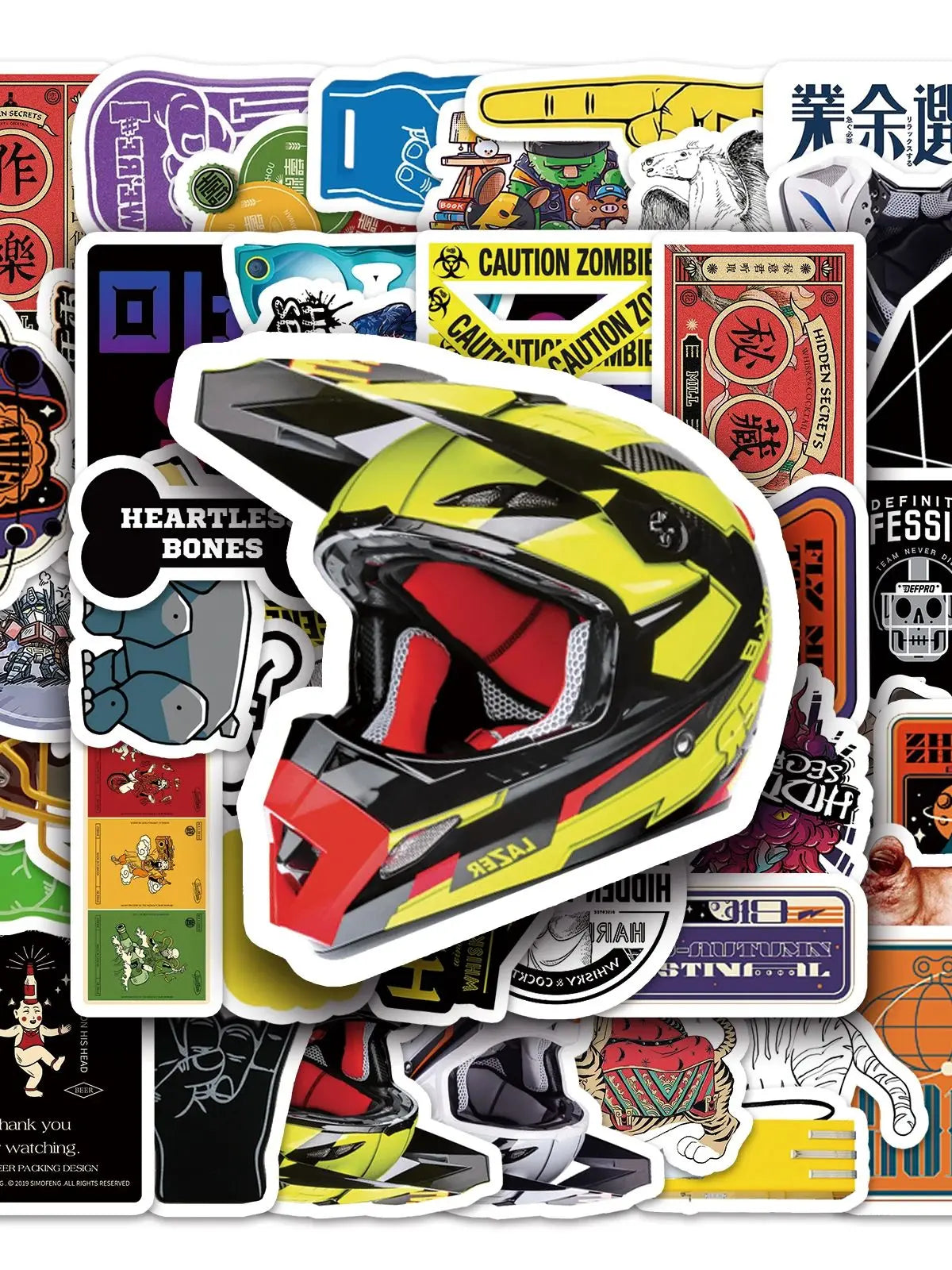 50Pcs Cute Cartoon Waterproof Vinyl Stickers for Skateboard Snowboard Decals