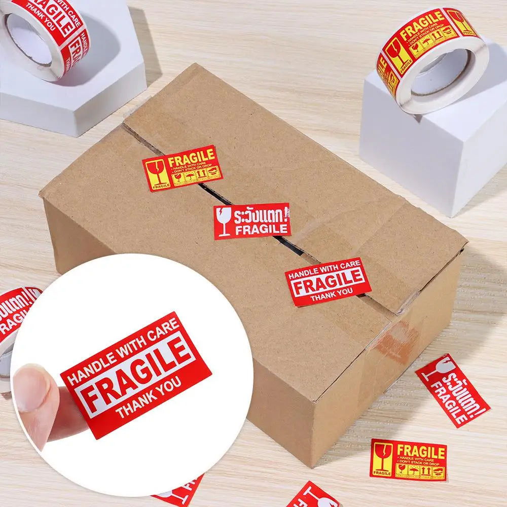 250Pcs/roll Fragile Warning Label Stickers Please Handle With Care Keep Goods Care Shipping Express Adhesive Special Label