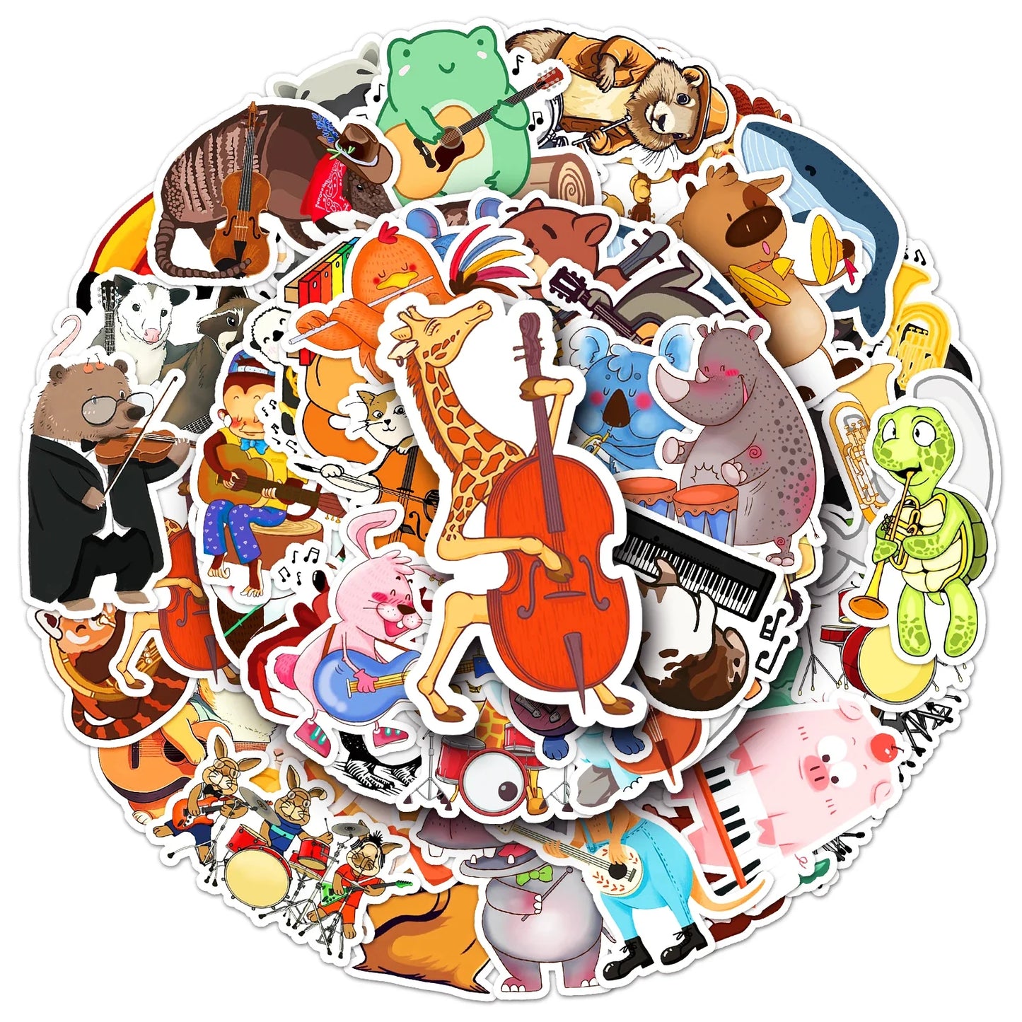 50Pcs Animal Concert Cartoon Waterproof Vinyl Stickers for Skateboard Snowboard Decal