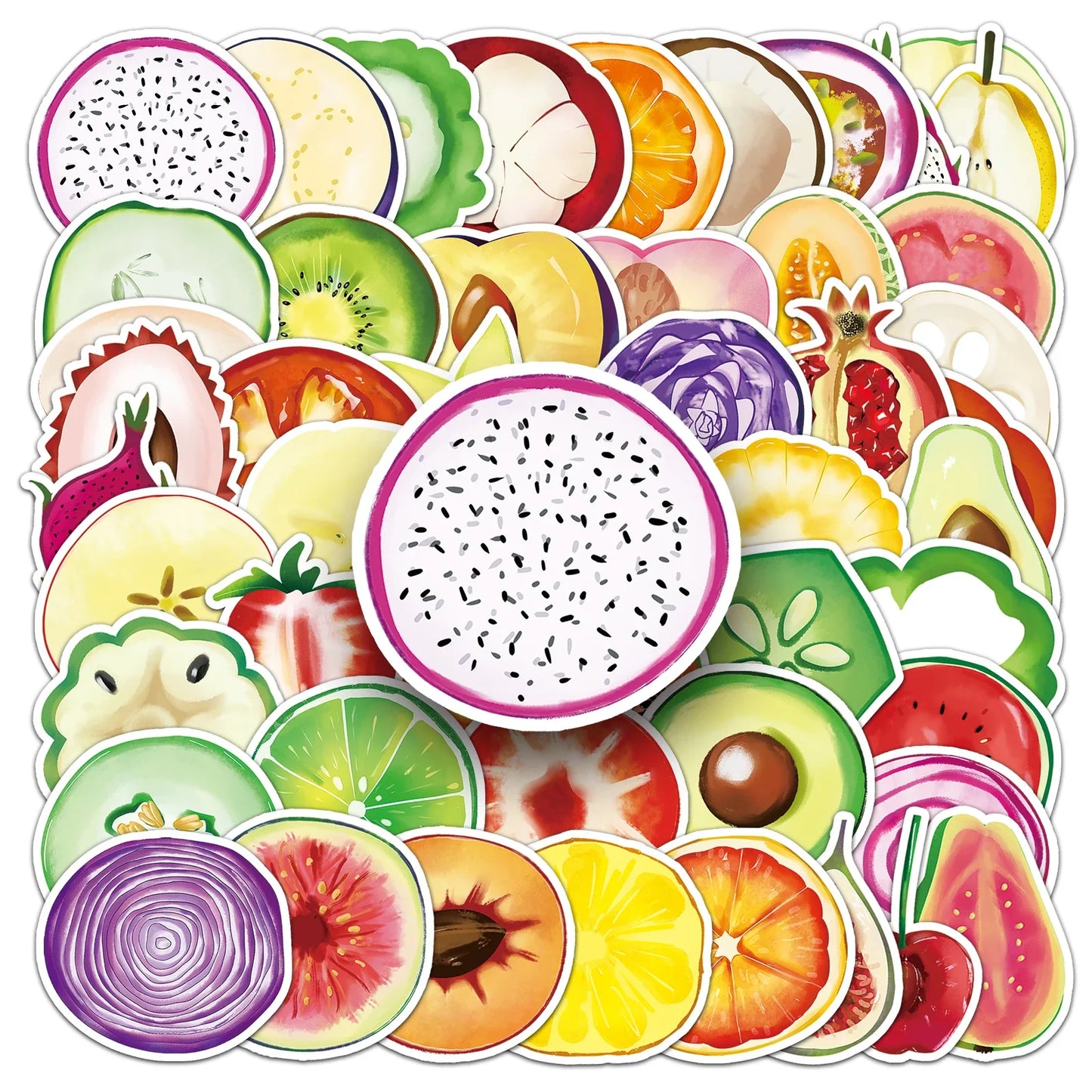 50Pcs Cute Fruit Cartoon Waterproof Vinyl Stickers for Skateboard Snowboard
