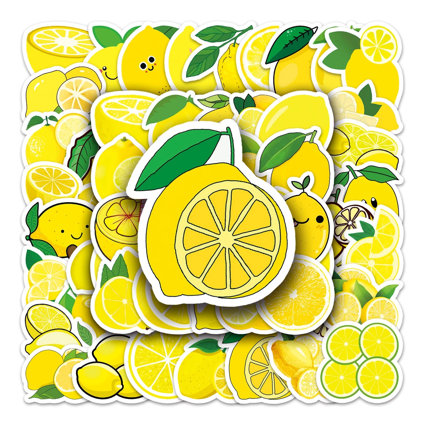 50Pcs Lemon Cartoon Waterproof Vinyl Stickers for Skateboard Snowboard Decals