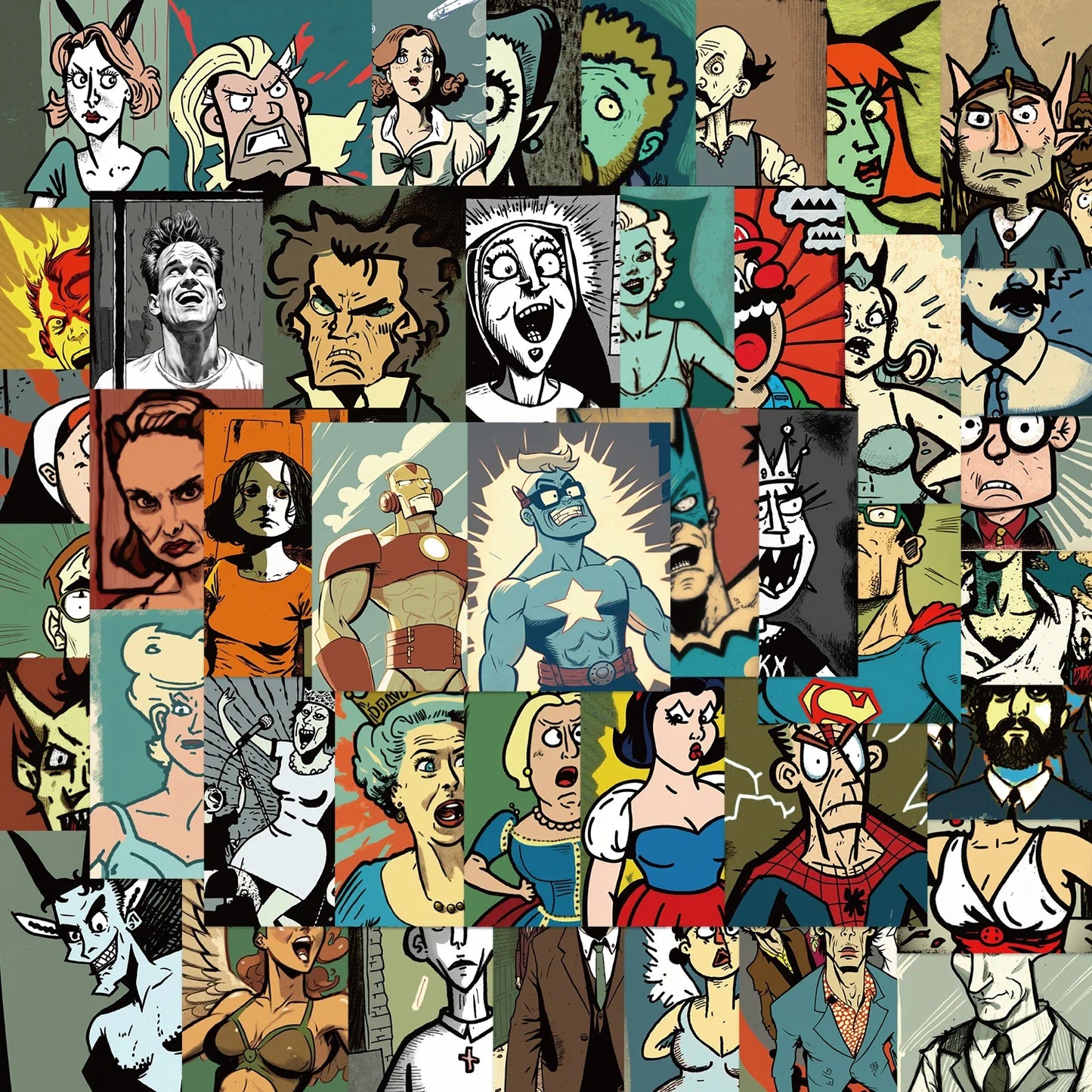 50pcs Funny Cartoon Stickers for Laptop & Phone