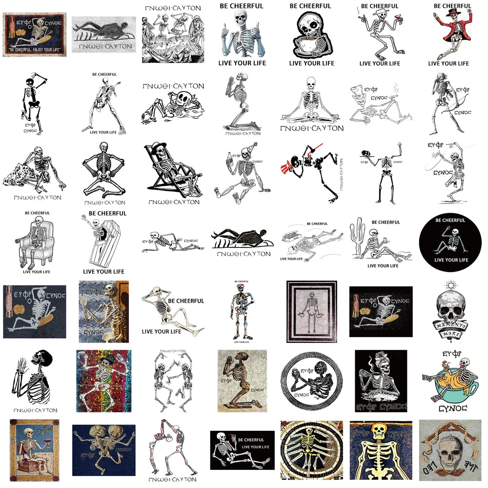 62pcs Ancient Greek Mosaic Canvas Stickers Funny Horrible Graffiti Decals Laptop Luggage Skateboard Motorcycle Scrapbook