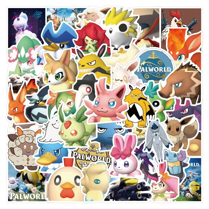 55pcs Palworld Game Stickers for Laptop, Phone, Suitcase, Water Bottle, Stationery, Refrigerator